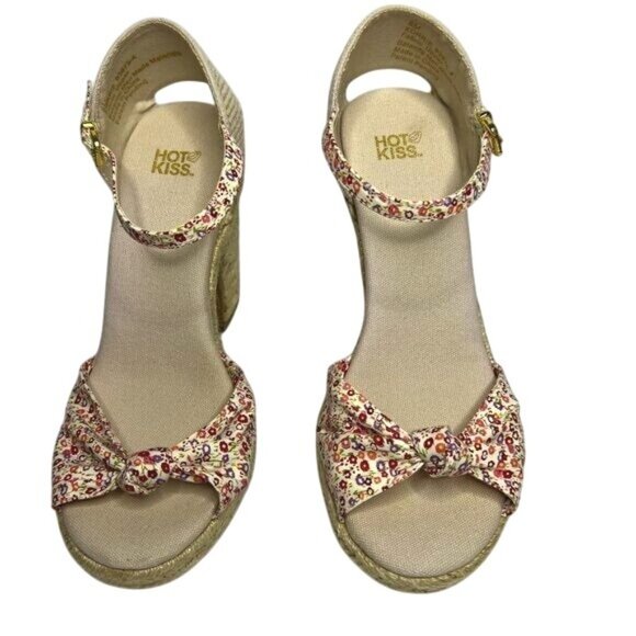 Hot Kiss Floral Ankle-Strap Chunky Heel Sandals Womens Size 8 - Picture 7 of 10